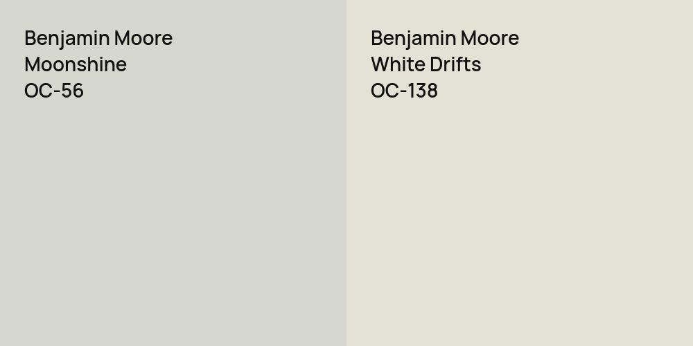 Benjamin Moore Moonshine vs. Benjamin Moore White Drifts