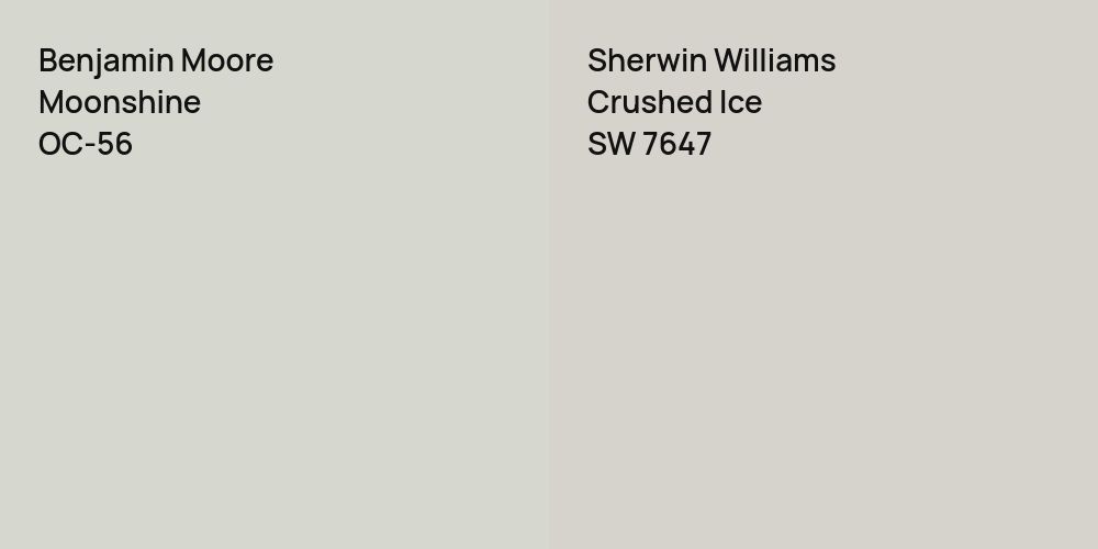 Benjamin Moore Moonshine vs. Sherwin Williams Crushed Ice