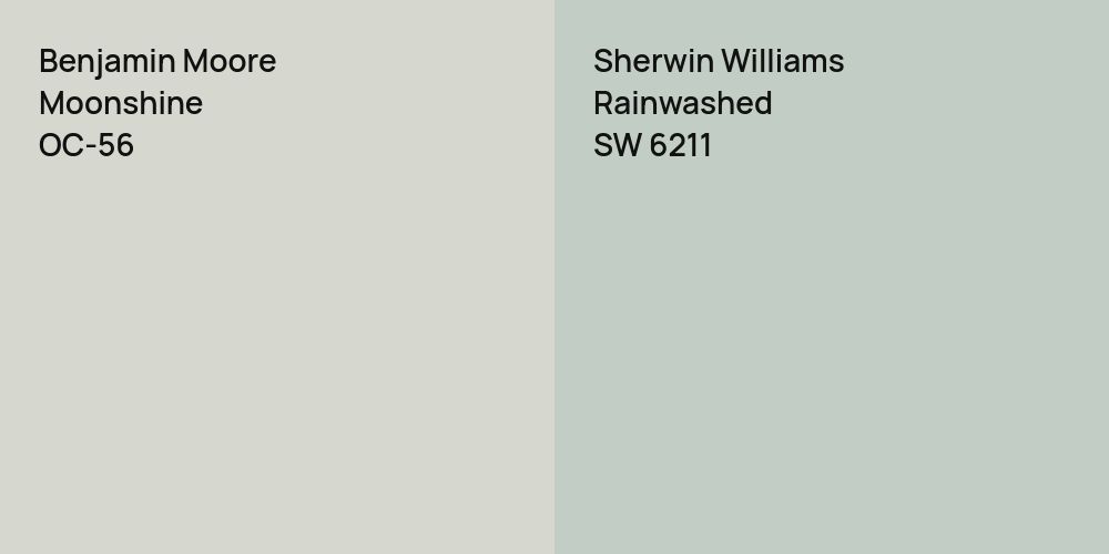 Benjamin Moore Moonshine vs. Sherwin Williams Rainwashed