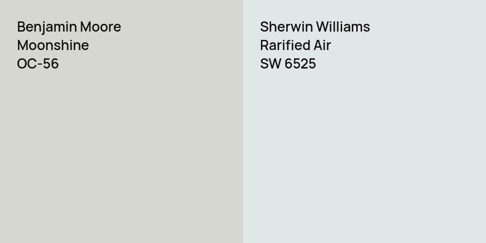 Benjamin Moore Moonshine vs. Sherwin Williams Rarified Air