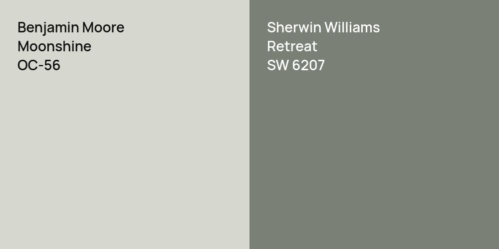 Benjamin Moore Moonshine vs. Sherwin Williams Retreat