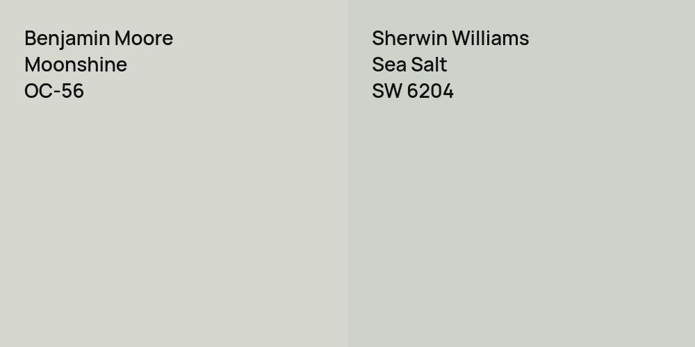 Benjamin Moore Moonshine vs. Sherwin Williams Sea Salt