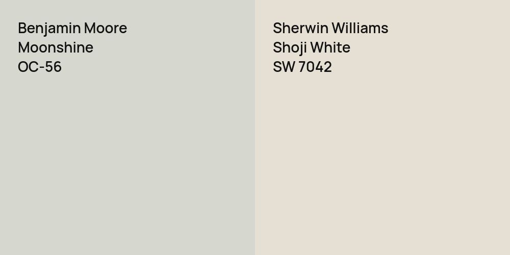 Benjamin Moore Moonshine vs. Sherwin Williams Shoji White