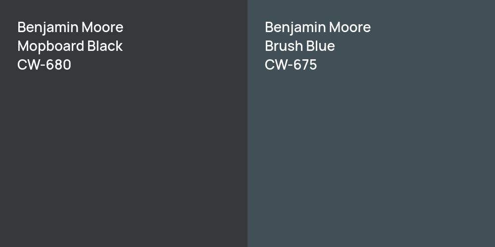 Benjamin Moore Mopboard Black vs. Benjamin Moore Brush Blue