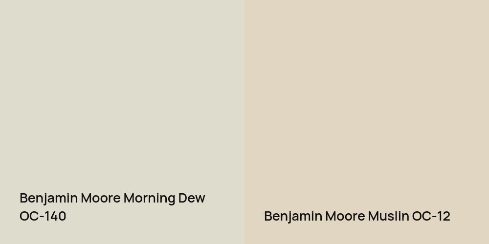 Benjamin Moore Morning Dew vs. Benjamin Moore Muslin