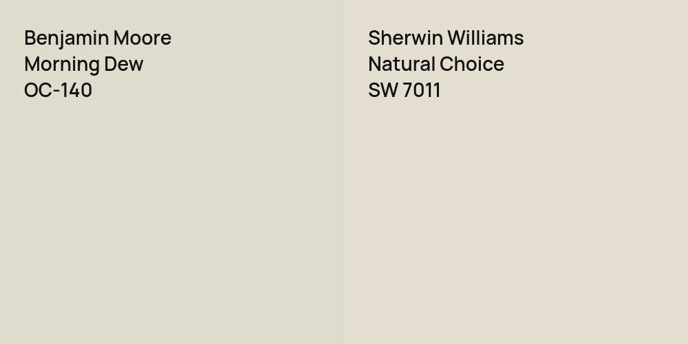 Benjamin Moore Morning Dew vs. Sherwin Williams Natural Choice