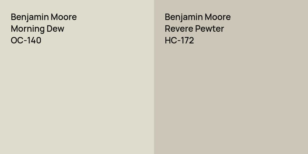 Benjamin Moore Morning Dew vs. Benjamin Moore Revere Pewter