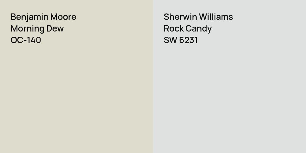 Benjamin Moore Morning Dew vs. Sherwin Williams Rock Candy