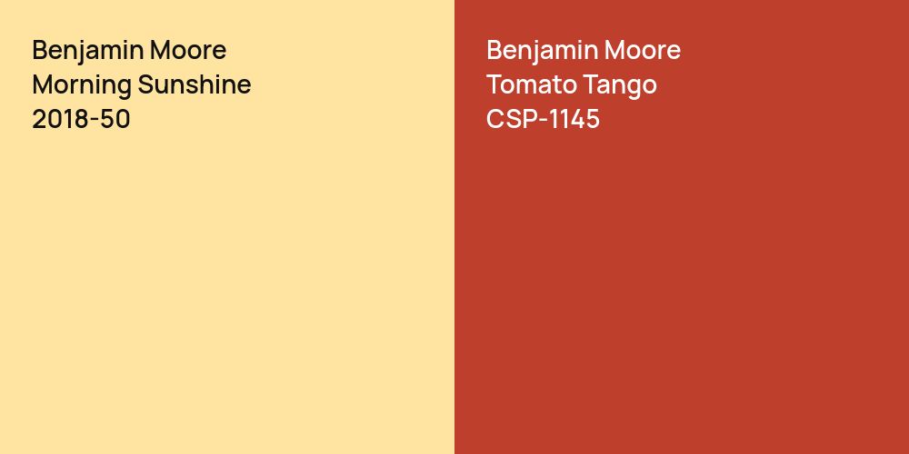 Benjamin Moore Morning Sunshine vs. Benjamin Moore Tomato Tango