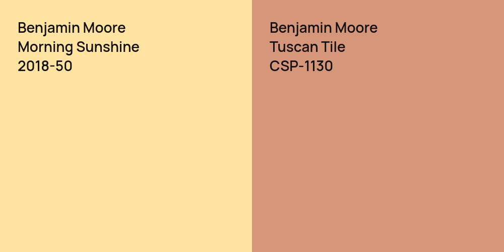 Benjamin Moore Morning Sunshine vs. Benjamin Moore Tuscan Tile