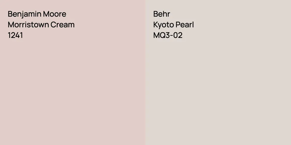 Benjamin Moore Morristown Cream vs. Behr Kyoto Pearl