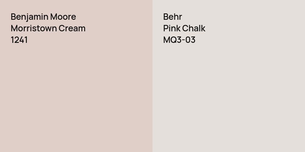 Benjamin Moore Morristown Cream vs. Behr Pink Chalk