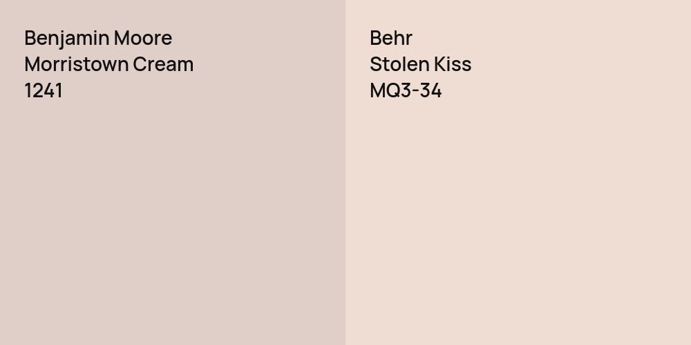 Benjamin Moore Morristown Cream vs. Behr Stolen Kiss