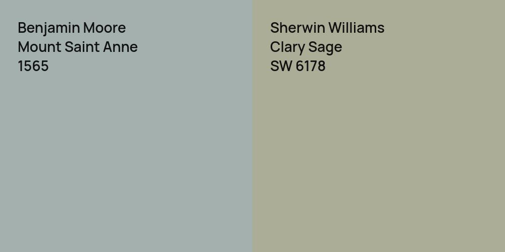 Benjamin Moore Mount Saint Anne vs. Sherwin Williams Clary Sage