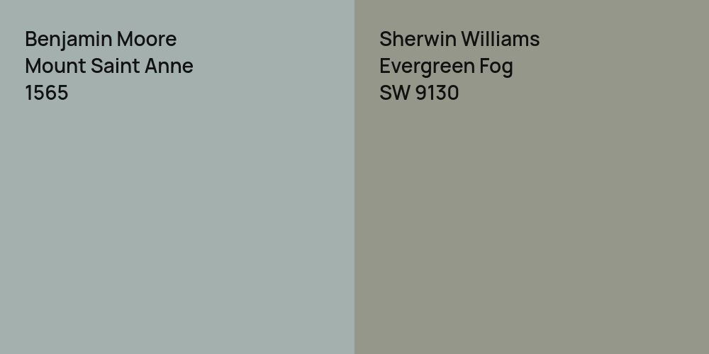 Benjamin Moore Mount Saint Anne vs. Sherwin Williams Evergreen Fog