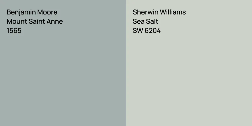 Benjamin Moore Mount Saint Anne vs. Sherwin Williams Sea Salt