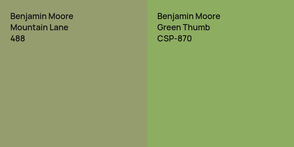 Benjamin Moore Mountain Lane vs. Benjamin Moore Green Thumb