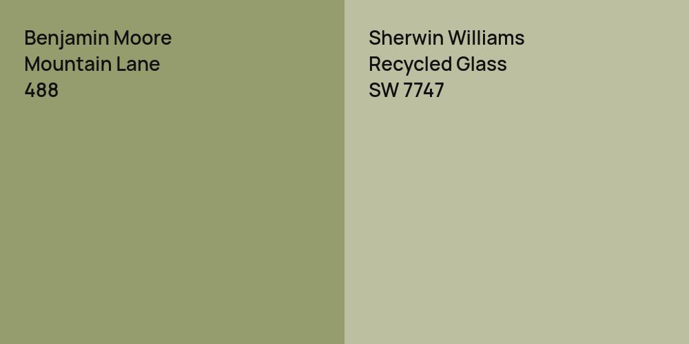 Benjamin Moore Mountain Lane vs. Sherwin Williams Recycled Glass