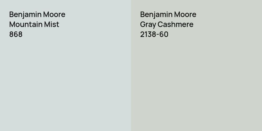 Benjamin Moore Mountain Mist vs. Benjamin Moore Gray Cashmere