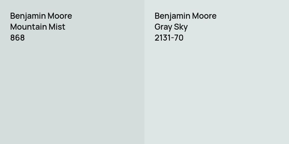 Benjamin Moore Mountain Mist vs. Benjamin Moore Gray Sky