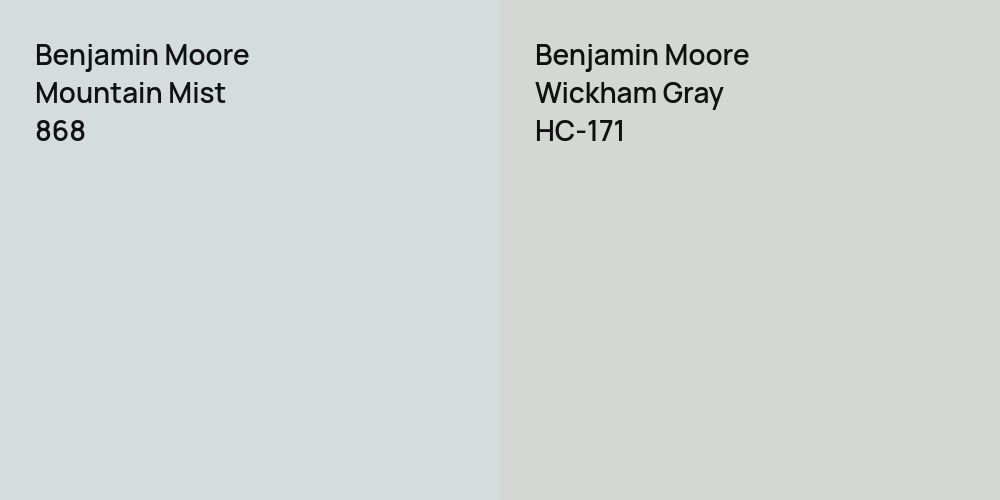 Benjamin Moore Mountain Mist vs. Benjamin Moore Wickham Gray