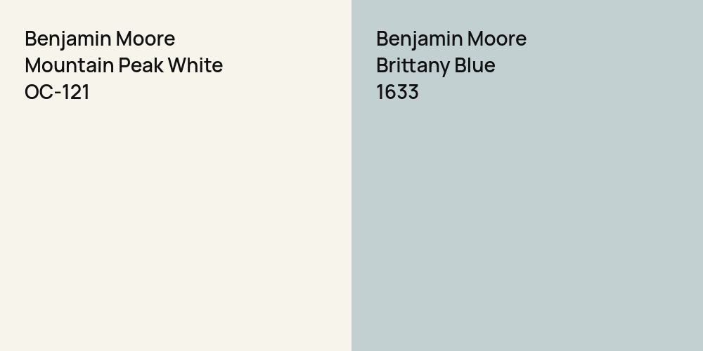 Benjamin Moore Mountain Peak White vs. Benjamin Moore Brittany Blue