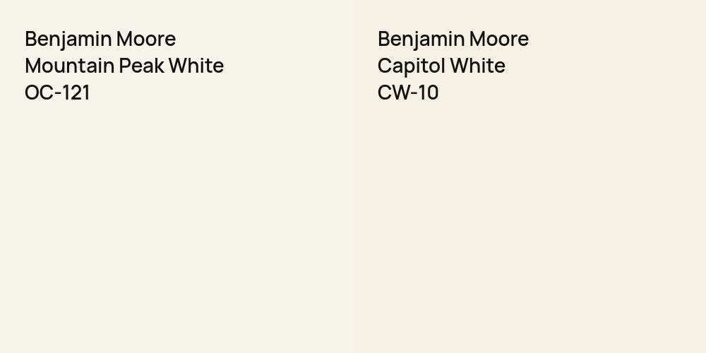 Benjamin Moore Mountain Peak White vs. Benjamin Moore Capitol White