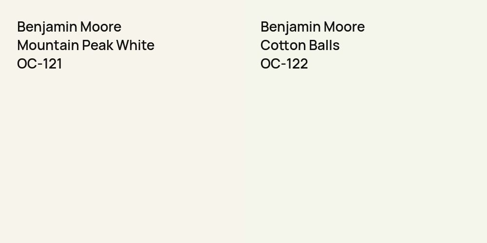 Benjamin Moore Mountain Peak White vs. Benjamin Moore Cotton Balls