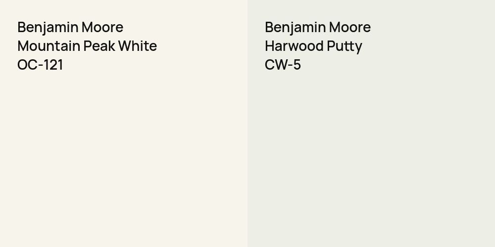 Benjamin Moore Mountain Peak White vs. Benjamin Moore Harwood Putty