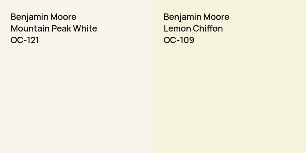 Benjamin Moore Mountain Peak White vs. Benjamin Moore Lemon Chiffon