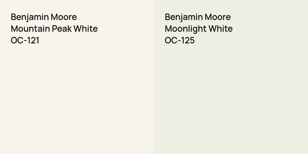 Benjamin Moore Mountain Peak White vs. Benjamin Moore Moonlight White