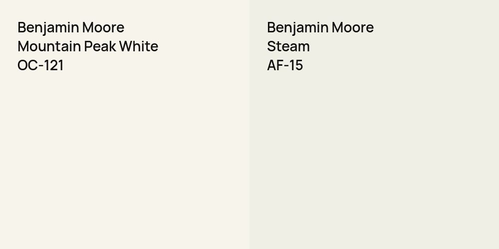 Benjamin Moore Mountain Peak White vs. Benjamin Moore Steam