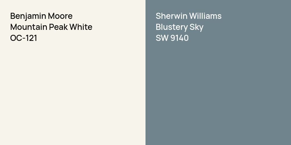 Benjamin Moore Mountain Peak White vs. Sherwin Williams Blustery Sky