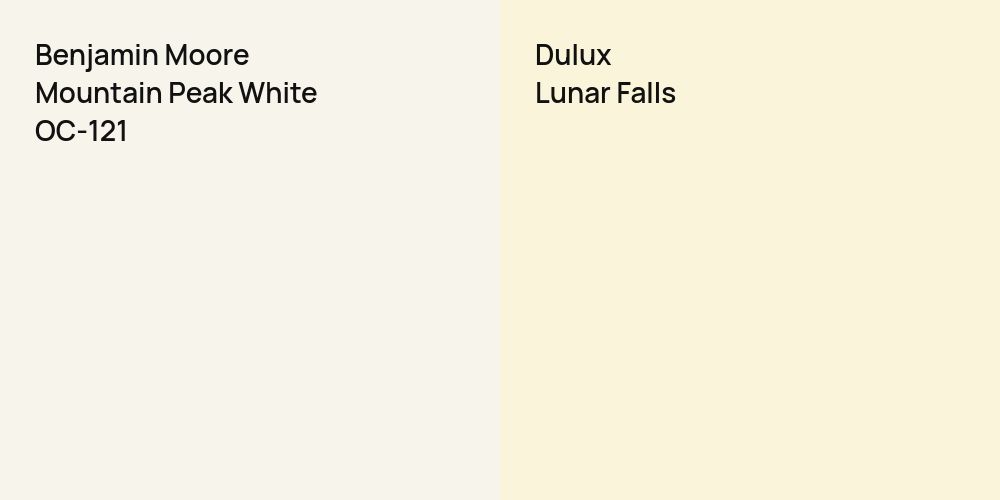 Benjamin Moore Mountain Peak White vs. Dulux Lunar Falls