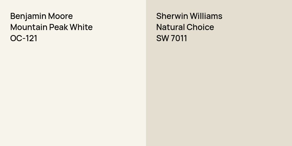 Benjamin Moore Mountain Peak White vs. Sherwin Williams Natural Choice