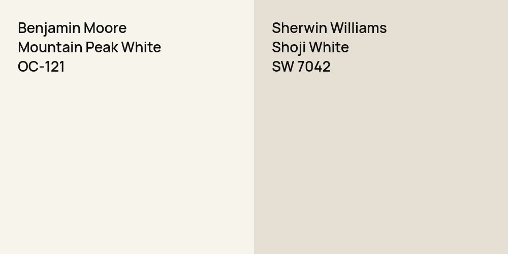 Benjamin Moore Mountain Peak White vs. Sherwin Williams Shoji White