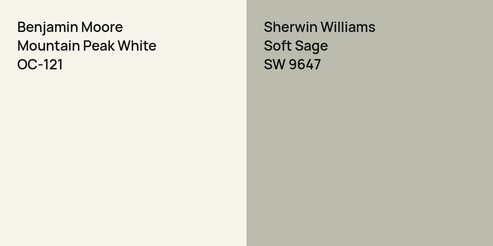 Benjamin Moore Mountain Peak White vs. Sherwin Williams Soft Sage