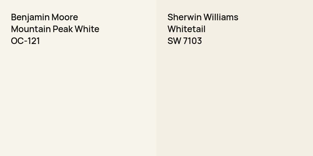 Benjamin Moore Mountain Peak White vs. Sherwin Williams Whitetail