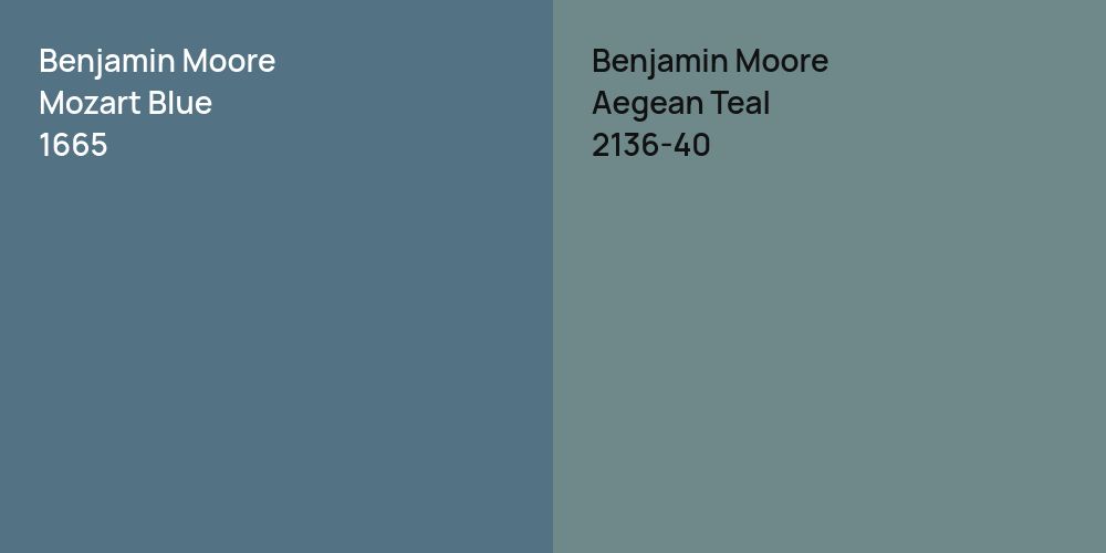 Benjamin Moore Mozart Blue vs. Benjamin Moore Aegean Teal