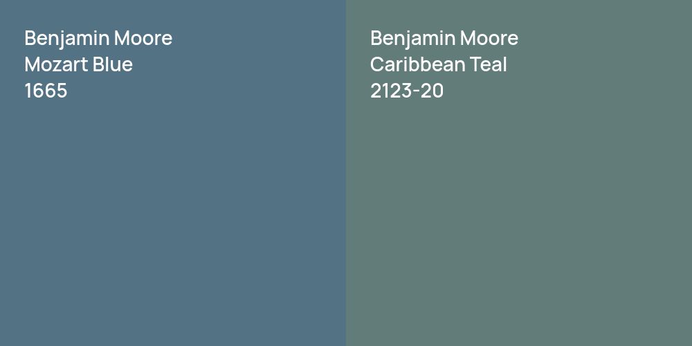 Benjamin Moore Mozart Blue vs. Benjamin Moore Caribbean Teal