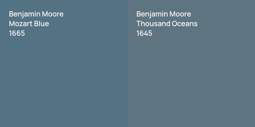 Benjamin Moore Mozart Blue vs. Benjamin Moore Thousand Oceans