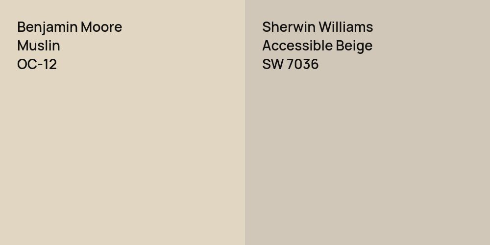 Benjamin Moore Muslin vs. Sherwin Williams Accessible Beige