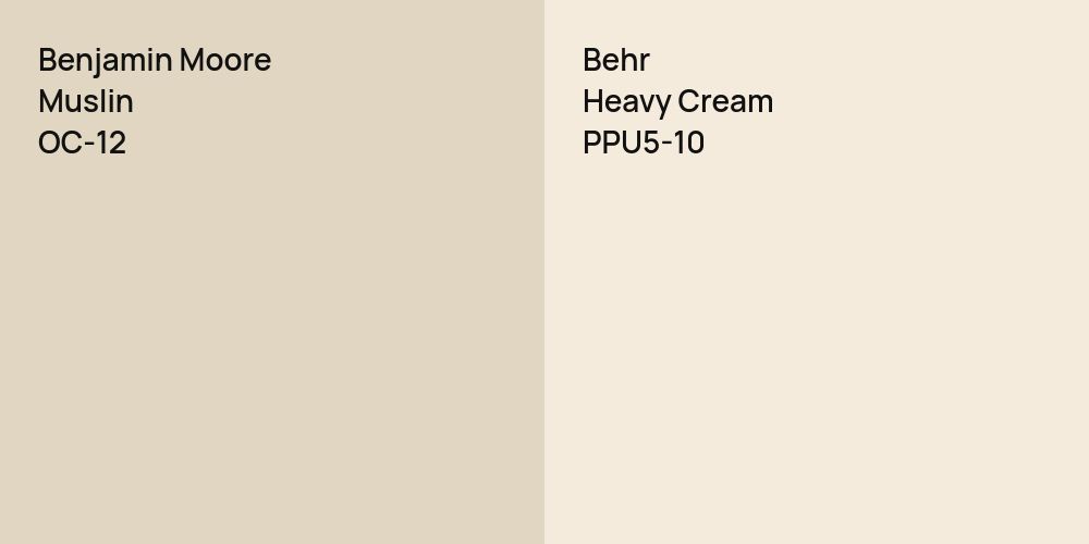 Benjamin Moore Muslin vs. Behr Heavy Cream