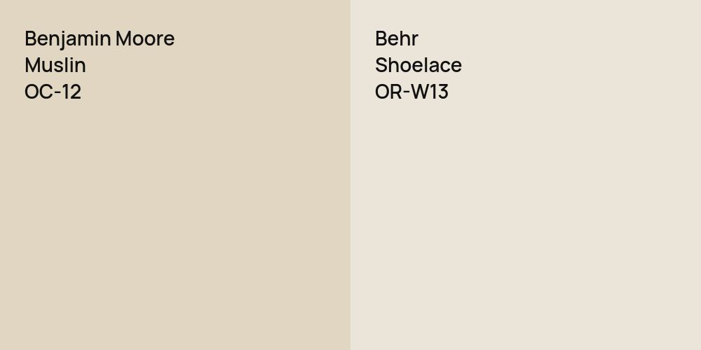 Benjamin Moore Muslin vs. Behr Shoelace