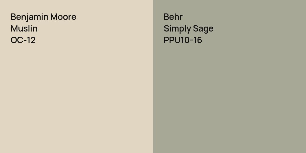 Benjamin Moore Muslin vs. Behr Simply Sage