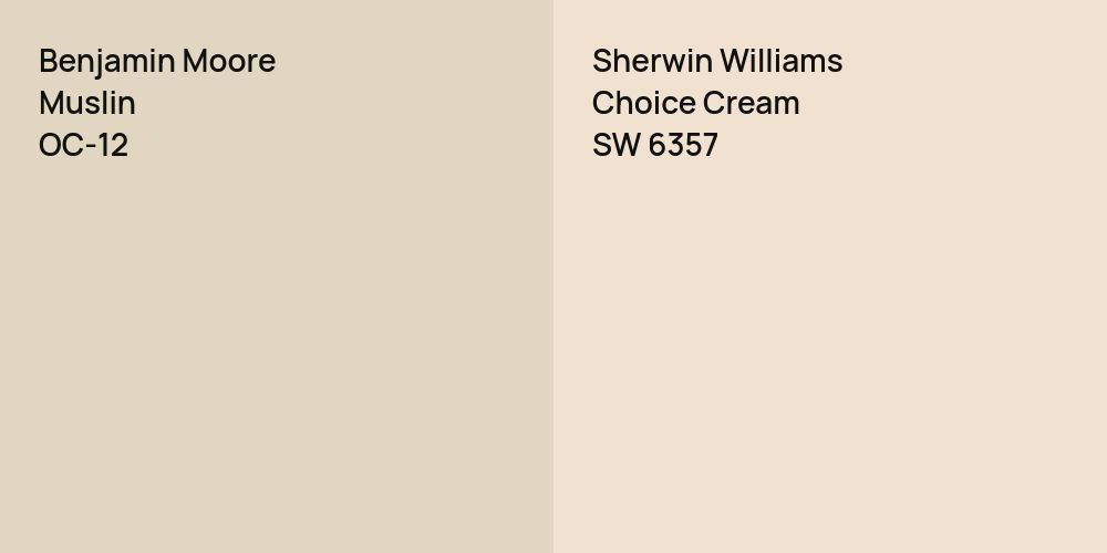 Benjamin Moore Muslin vs. Sherwin Williams Choice Cream