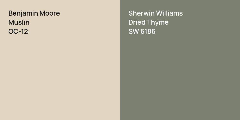 Benjamin Moore Muslin vs. Sherwin Williams Dried Thyme