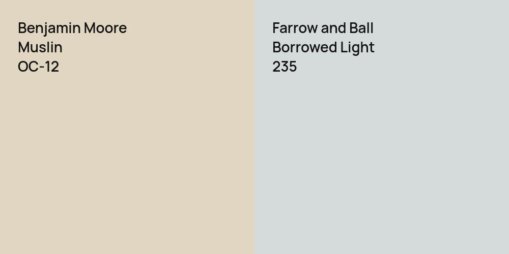 Benjamin Moore Muslin vs. Farrow and Ball Borrowed Light