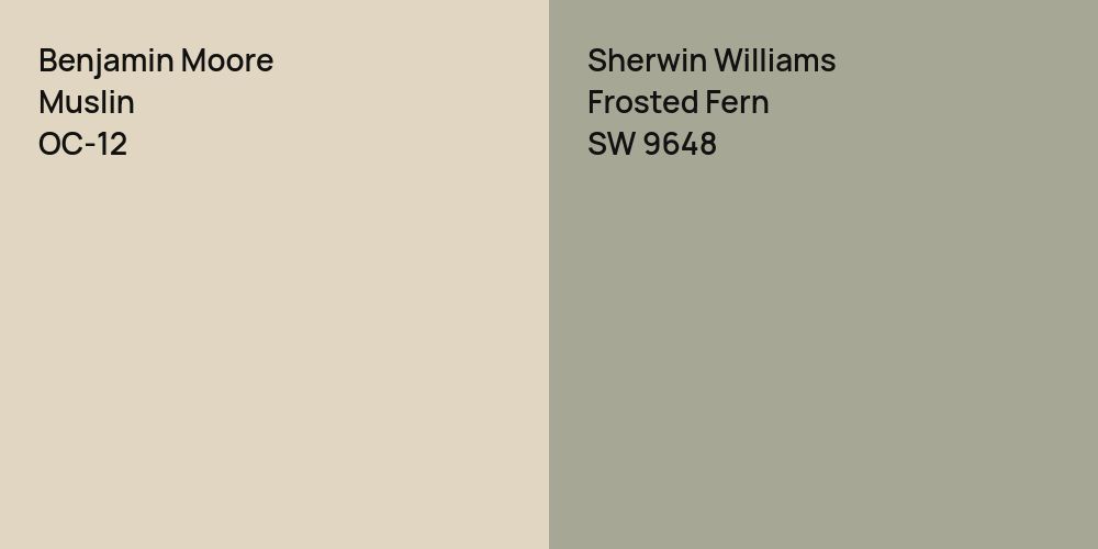 Benjamin Moore Muslin vs. Sherwin Williams Frosted Fern