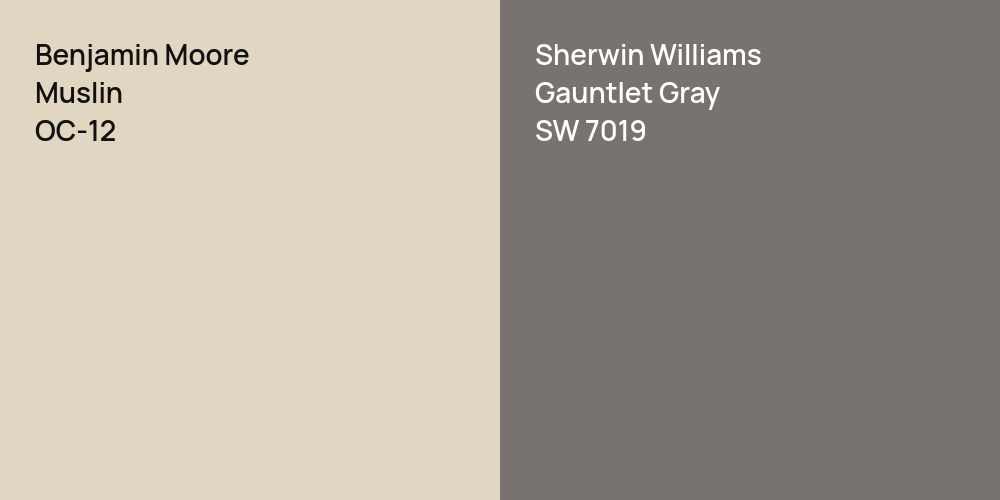 Benjamin Moore Muslin vs. Sherwin Williams Gauntlet Gray